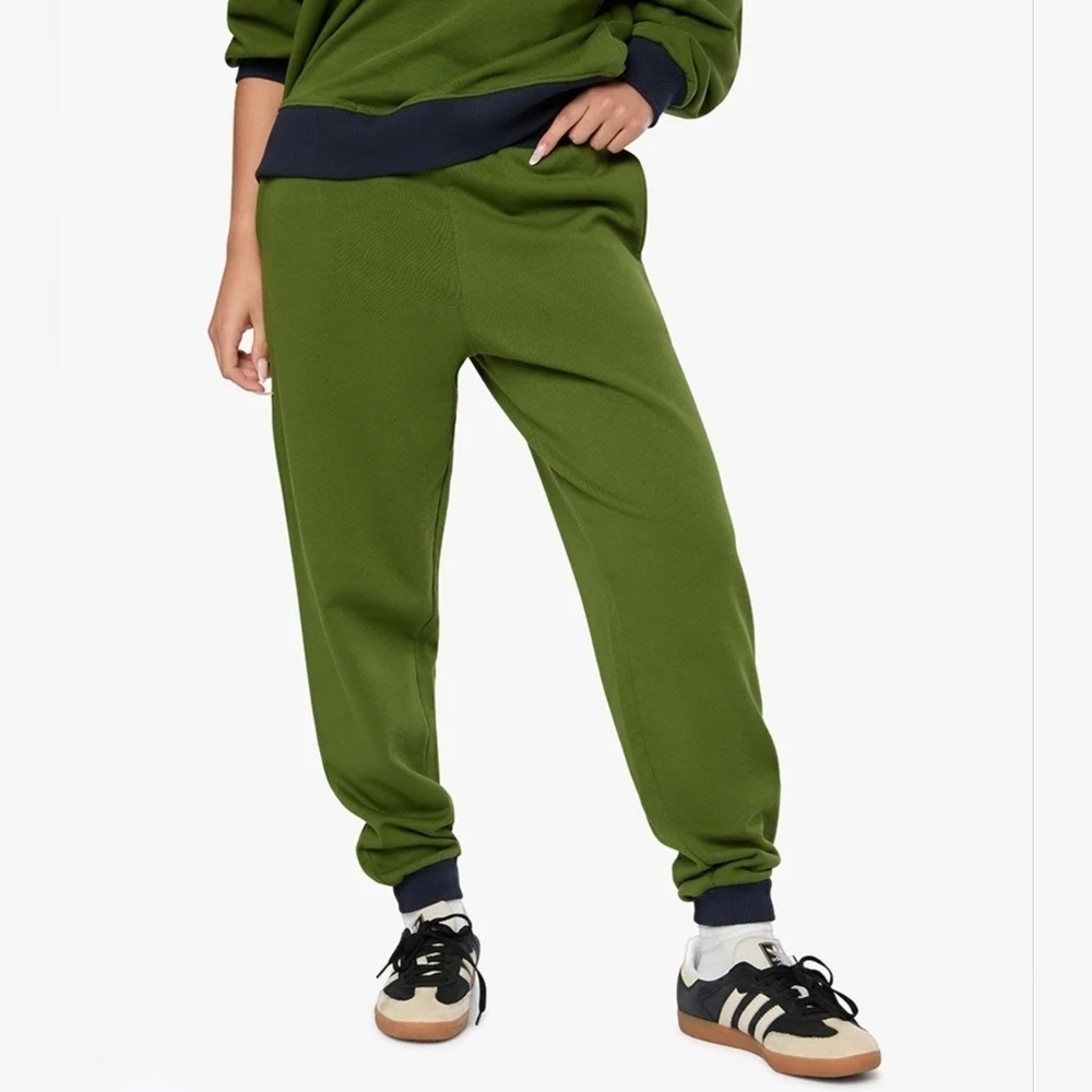 WeWoreWhat Slim Leg Jogger Colorblock Hunter Green Navy, Size Women's Large
